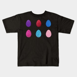 Colorful Faux Glitter Easter Eggs Kids T-Shirt